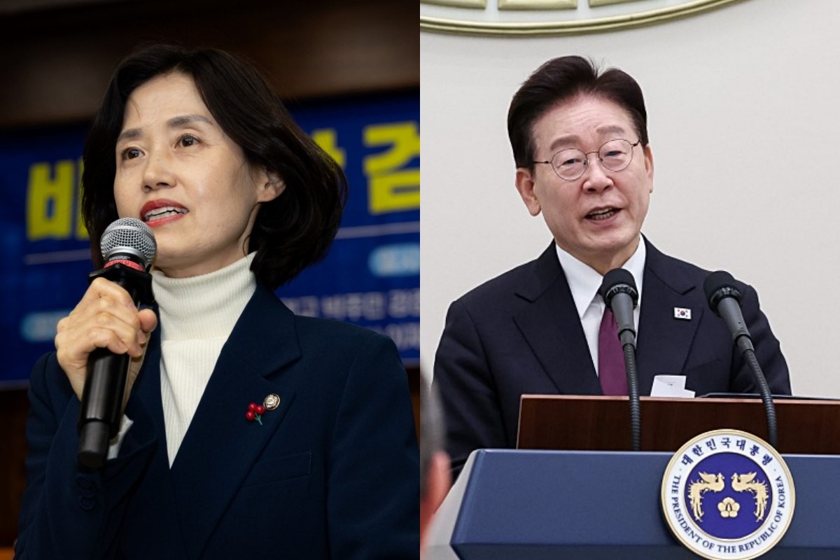 박은정 조국혁신당 의원(왼쪽), 이재명 대통령. / 뉴스1