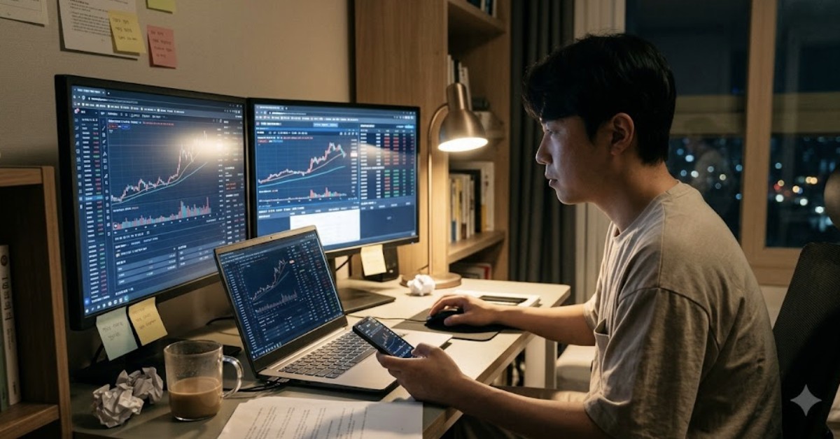 주식을 확인하는 사람. / 단순 자료 사진. 기사 이해를 돕기 위해 AI로 제작한 이미지.
