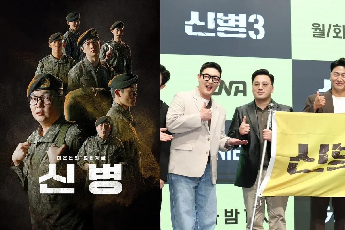 드라마 '신병4' / 남태우, 김동준, 김민호, 민진기, 오대환, 김현규가 '신병3' 제작발표회에서 단체 포즈 (사진=Seezn·뉴스1)