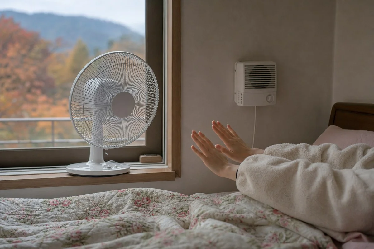 자기 전 환기는 하되 바람은 얼굴을 비켜 가게 만든다 — 내용 이해를 돕는 AI 이미지