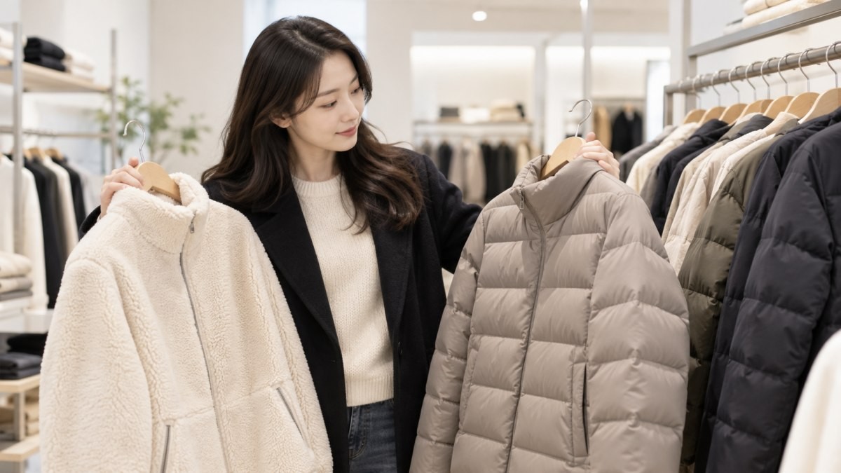 겨울 아우터를 구경하는 사람. 기사 이해를 돕기 위해 AI툴로 생성한 자료사진.