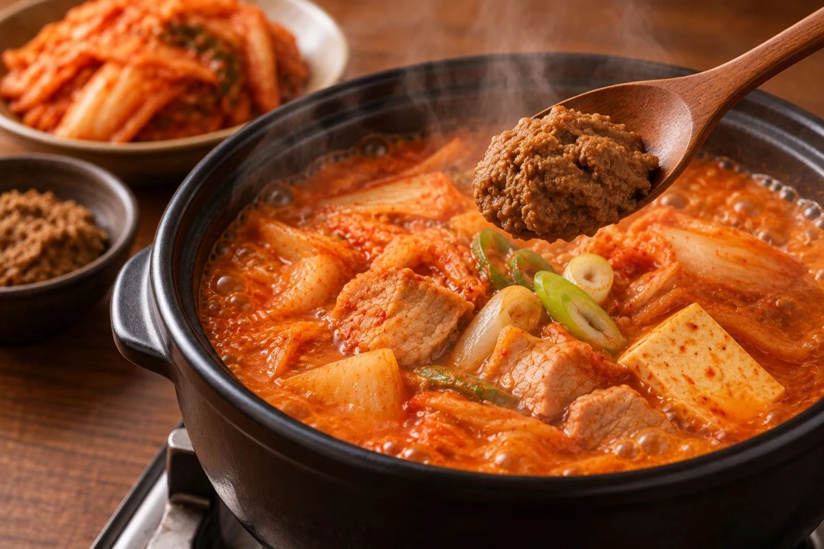 김치찌개에 된장을 넣는 모습  / 기사 내용을 바탕으로 제작한 AI 이미지. 실제 모습과 차이가 있을 수 있습니다
