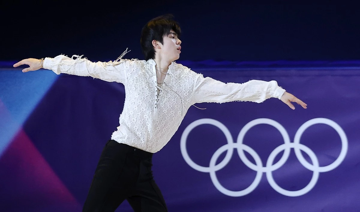 차준환이 지난 2월 21일(현지시간) 이탈리아 밀라노 아이스스케이팅 아레나에서 열린 2026 밀라노·코르티나담페초 동계올림픽 피겨스케이팅 갈라쇼에서 연기를 펼치던 당시 모습. / 뉴스1