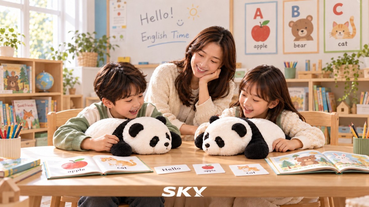 SKY Mate AI판다를 활용한 영어교육. AI 생성·가상인물 포함 / 브랜즈컴퍼니 제공