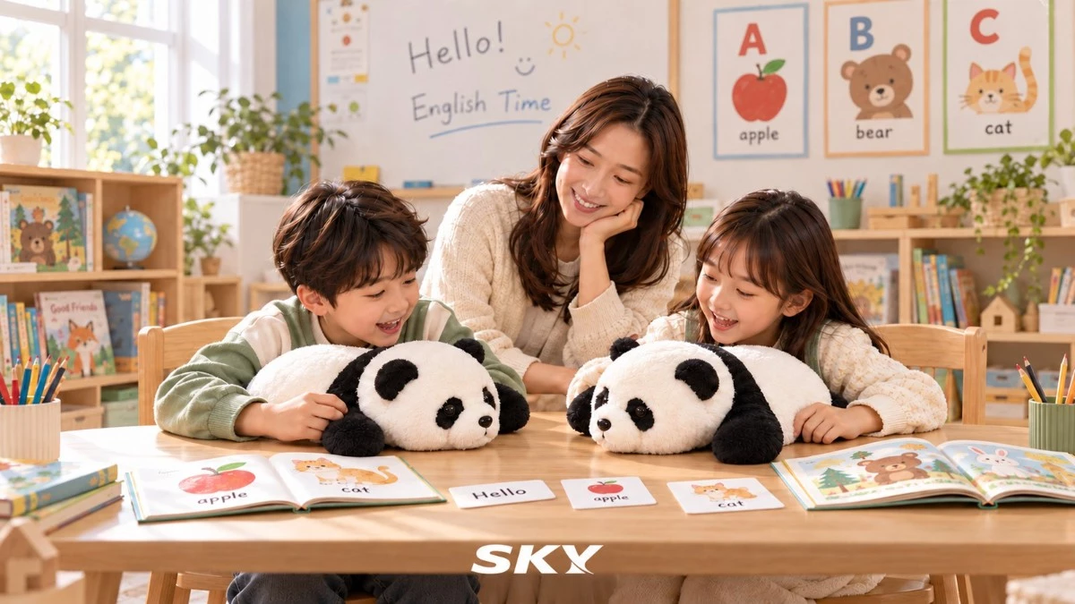 SKY Mate AI판다를 활용한 영어교육. AI 생성·가상인물 포함 / 브랜즈컴퍼니 제공