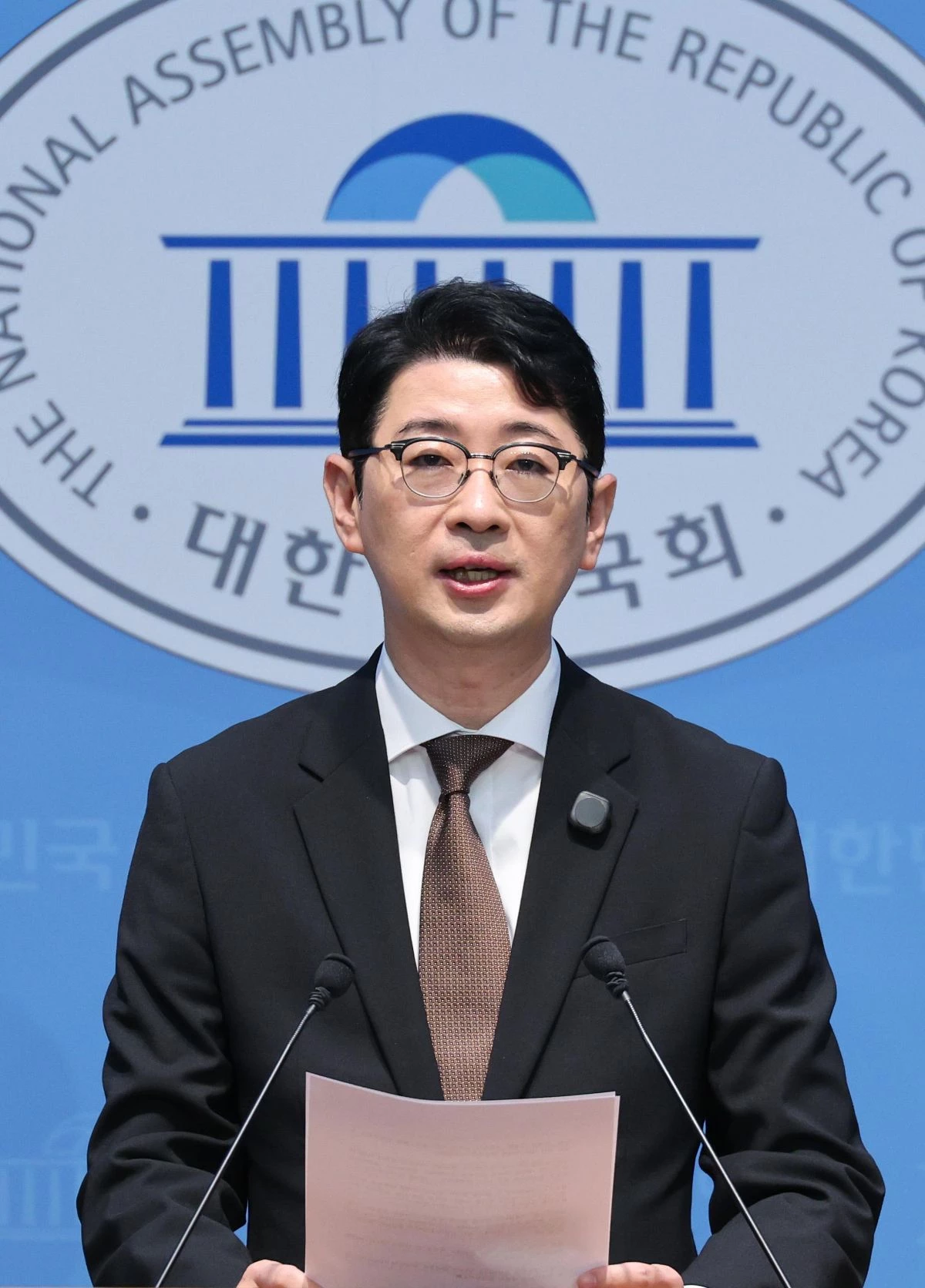주진우 국민의힘 의원이 13일 서울 여의도 국회 소통관에서 이재명 대통령에 대한 '골프 특검법' 발의 기자회견을 하고 있다. / 뉴스1