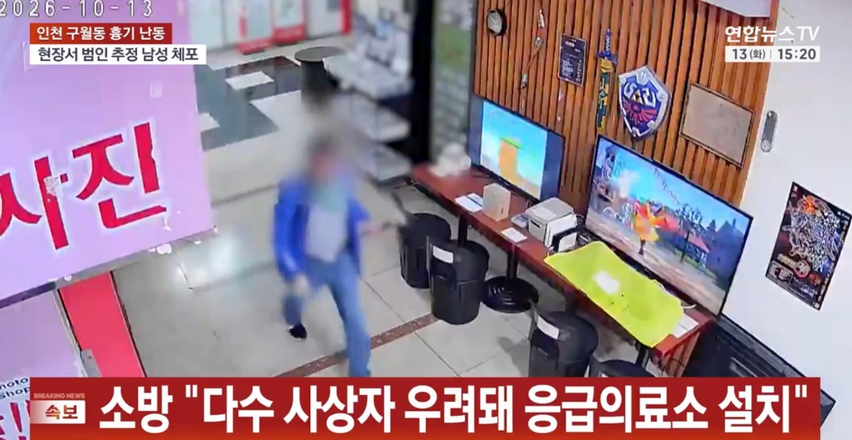 흉기를 휘둘러 8명을 다치게 한 인천 흉기난동 사건 용의자 / 연합뉴스TV