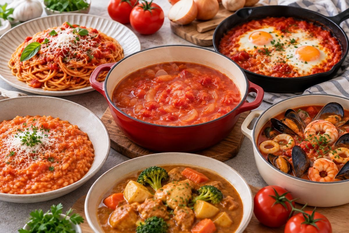 토마토 양파 수프를 활용한 요리 / 기사 내용을 바탕으로 제작한 AI 이미지. 실제 모습과 차이가 있을 수 있습니다