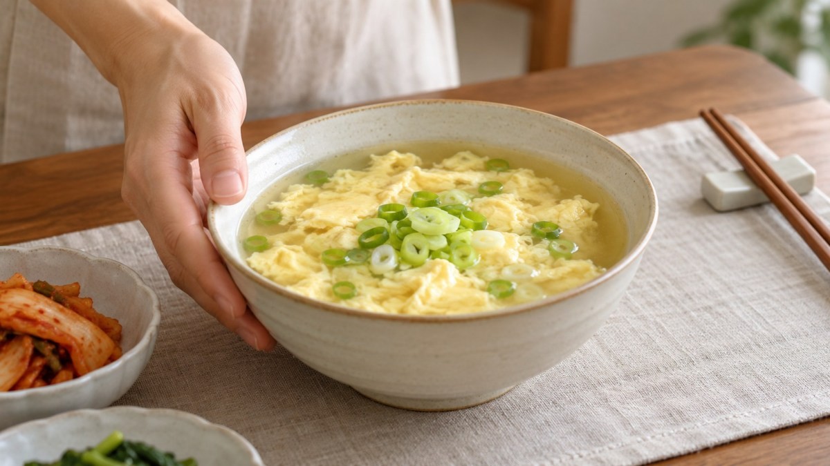 대파 향을 살려 맑게 끓인 계란국. / 기사 이해를 돕기 위해 AI로 제작한 자료 이미지로, 실제 모습과 다소 차이가 있을 수 있습니다.
