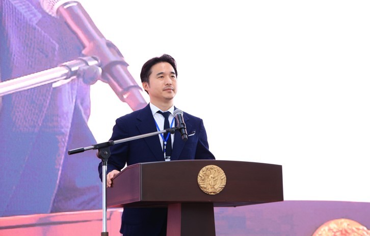 김익환 한세모빌리티 대표가 투란공장 준공식에서 축사를 하고 있다. / 한세모빌리티 제공