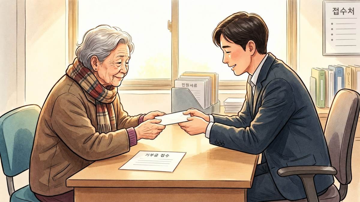 경기 용인에서 어려운 이웃과 학생들을 위해 모아둔 돈을 기부한 어르신들의 사연이 전해졌다. / 기사 이해를 돕기 위해 AI로 제작한 일러스트.