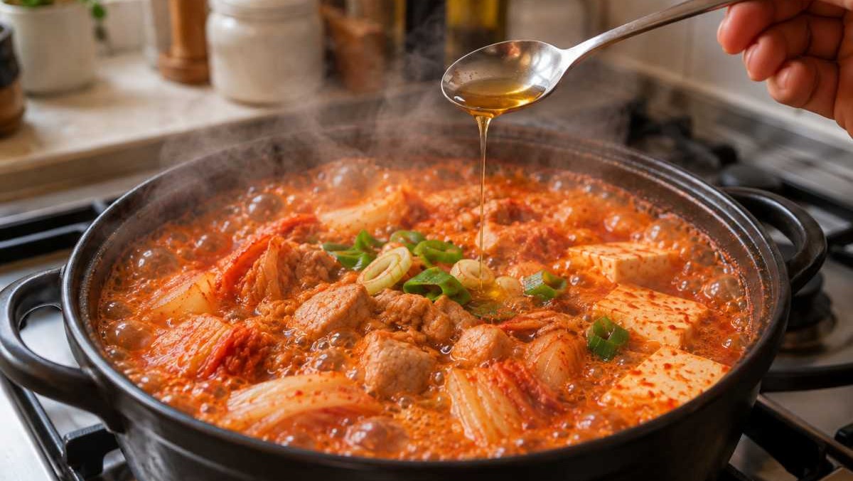 [위키꿀팁] 김치찌개 끓일 때 마지막에 이것' 한 스푼 넣어 보세요...숟가락질이 멈추지 않습니다 