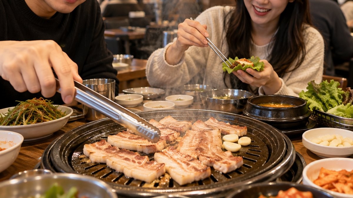 삼겹살 먹는 사람. 기사 이해를 돕기 위해 AI툴로 생성한 자료사진.