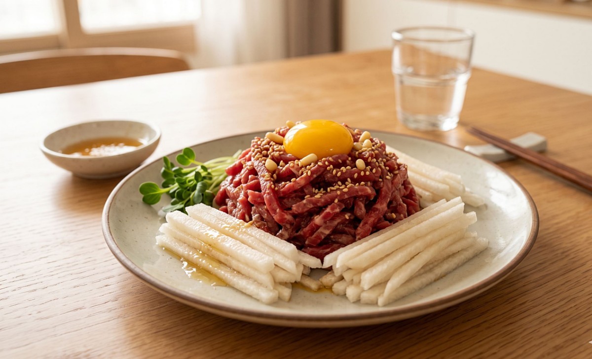 맛있는 육회. / 기사 이해를 돕기 위해 AI로 제작한 자료 이미지로, 실제 모습과 다소 차이가 있을 수 있습니다.