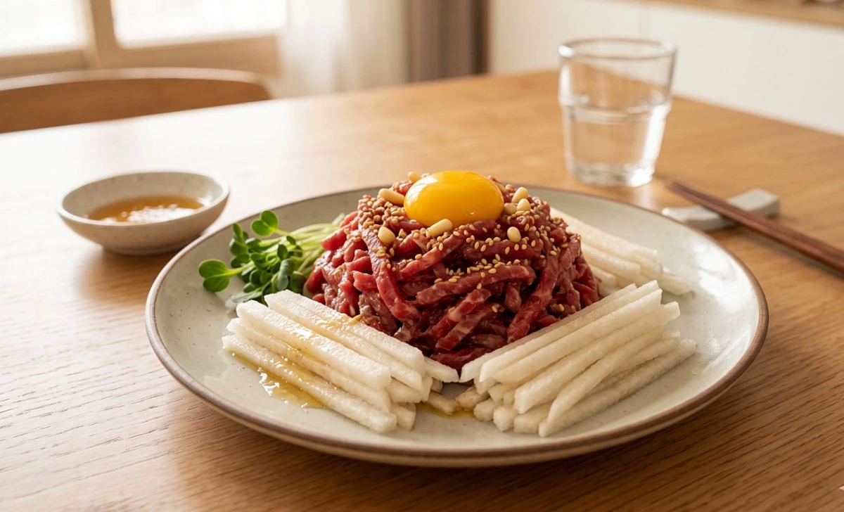맛있는 육회. / 기사 이해를 돕기 위해 AI로 제작한 자료 이미지로, 실제 모습과 다소 차이가 있을 수 있습니다.