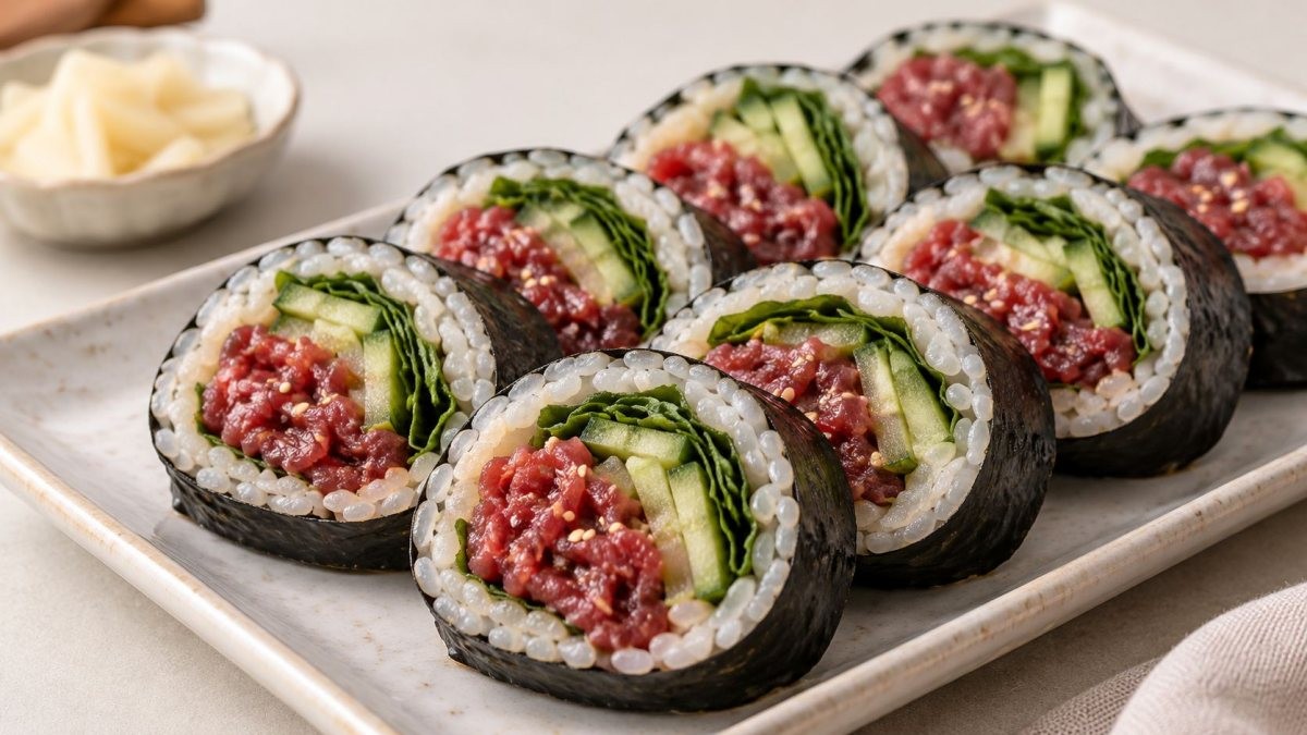 육회김밥. / 기사 이해를 돕기 위해 AI로 제작한 자료 이미지로, 실제 모습과 다소 차이가 있을 수 있습니다.