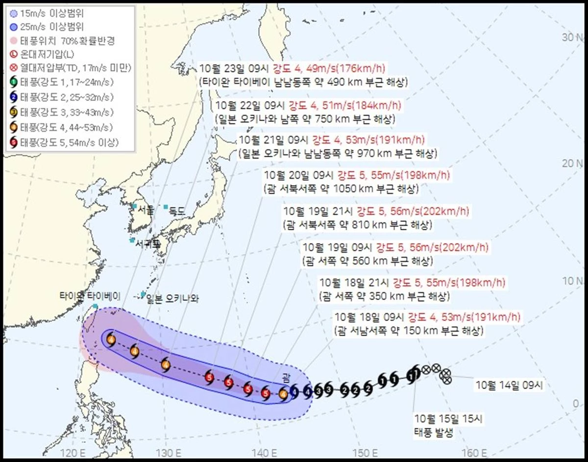 제 30호 태풍 참피(CHAMPI) 2026년 10월 18일 10시 00분 발표 / 기상청