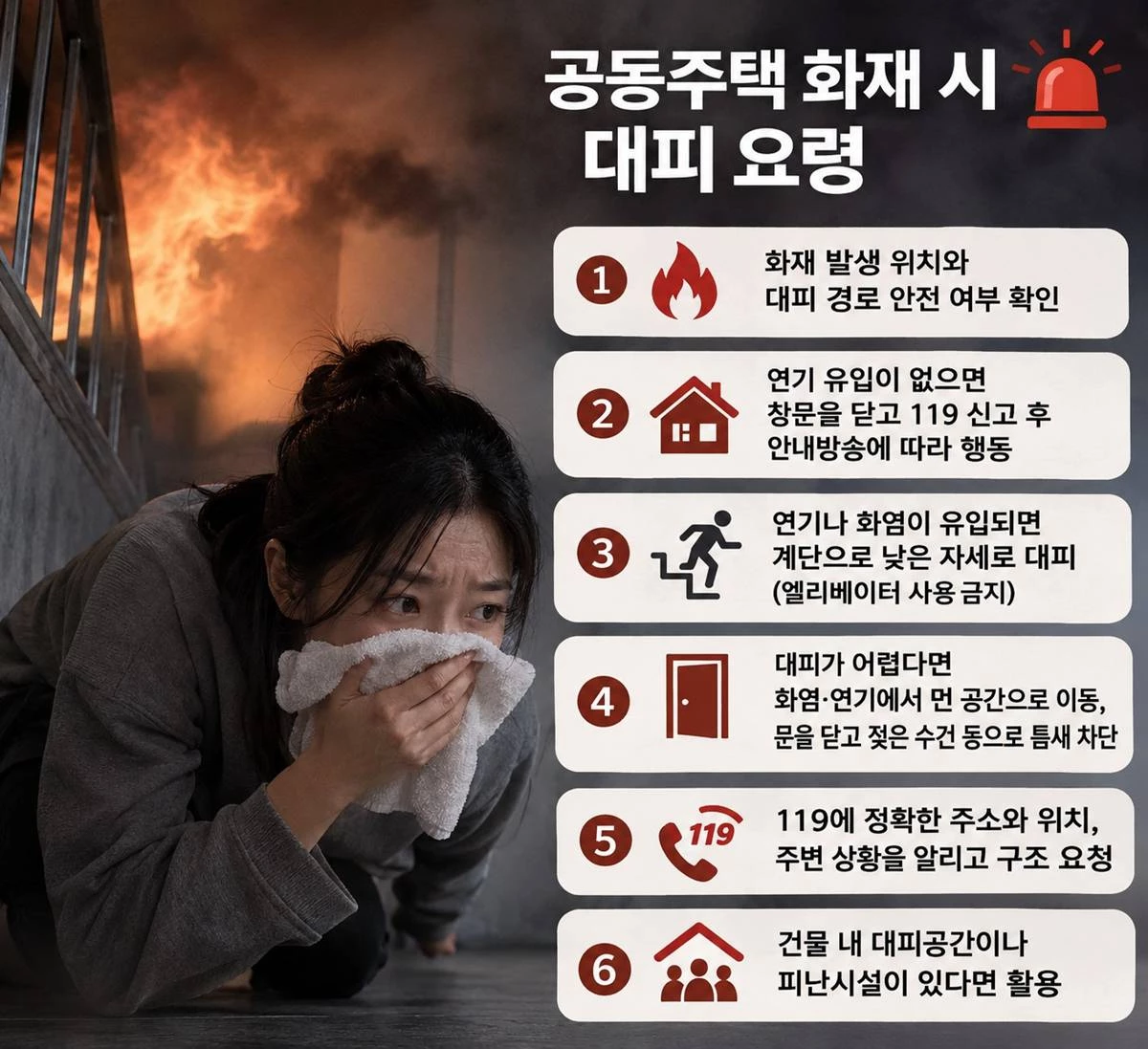 화재 시 대피요령. 사진은 AI로 제작