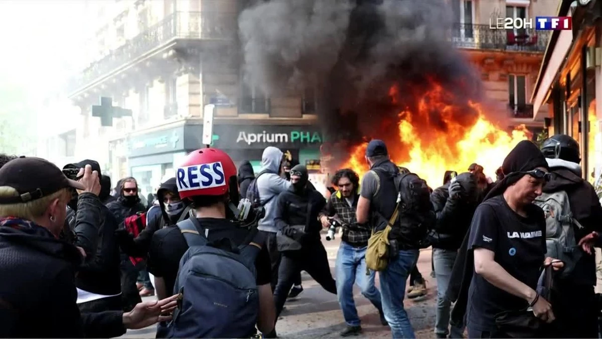 지난 17일(현지시간) 프랑스 전역에서 대규모 시위가 벌어진 가운데 일부 지역에서 방화와 폭력 사태가 발생했다. / 프랑스 르몽드 영상 캡처