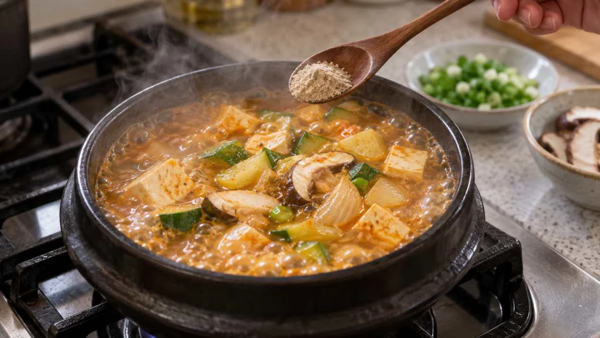 된장찌개를 끓이는 모습 / 기사 내용을 바탕으로 제작한 AI 이미지. 실제 모습과 차이가 있을 수 있습니다