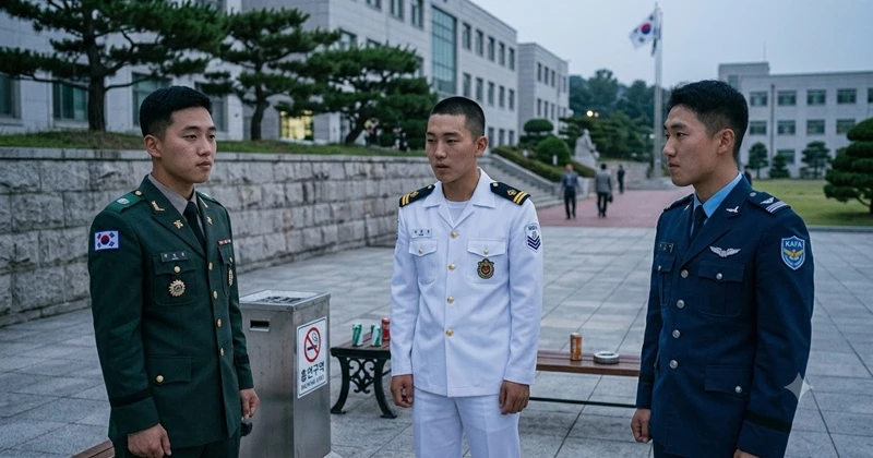 성인이지만 여러 규율의 제재를 받는 사관생도들 / AI 생성 이미지