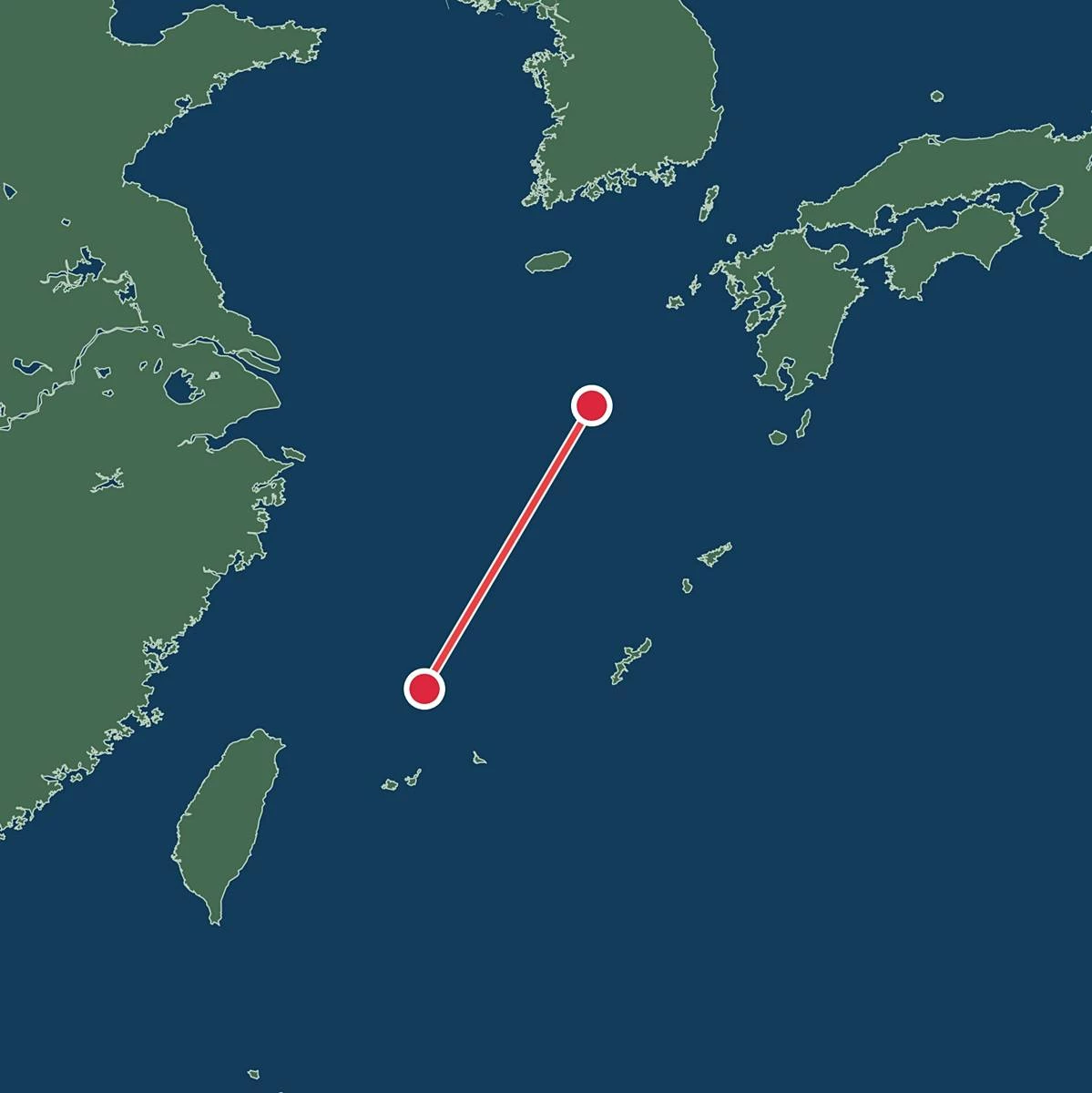 대만 중앙기상서가 20일 발표한 제30호 태풍 ‘참피’의 예상 이동 경로. 참피는 24일 대만 북동쪽 해상을 지나 25일 제주도 남쪽 동중국해까지 북상할 것으로 전망됐다. AI로 만든 사진.