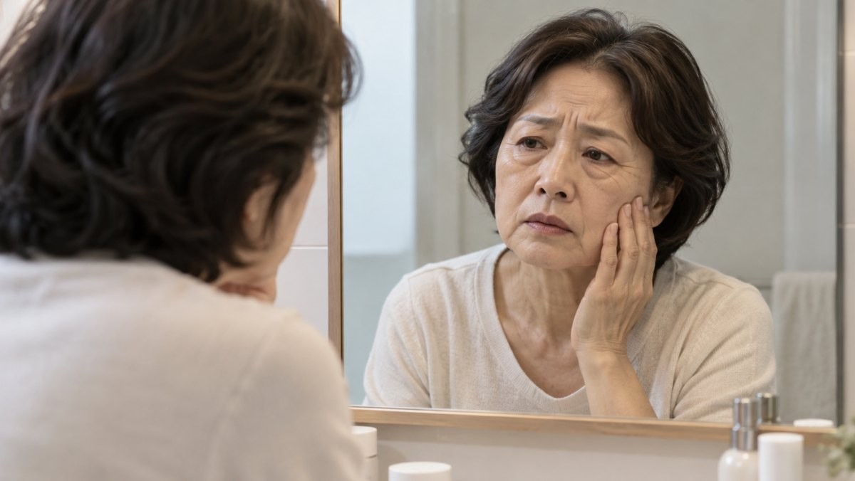 노화를 신경쓰는 사람. 기사 이해를 돕기 위해 AI툴로 생성한 자료사진.