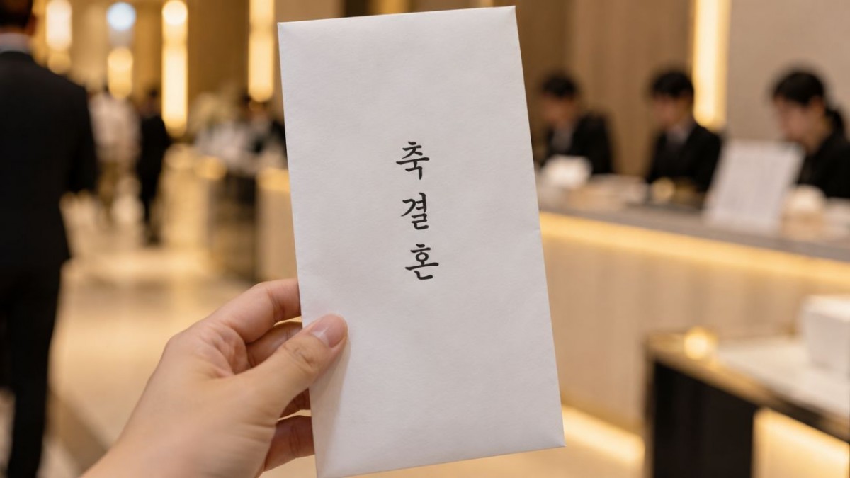 축의금 봉투에 축결혼 문구가 적혀 있다. / AI 생성 이미지
