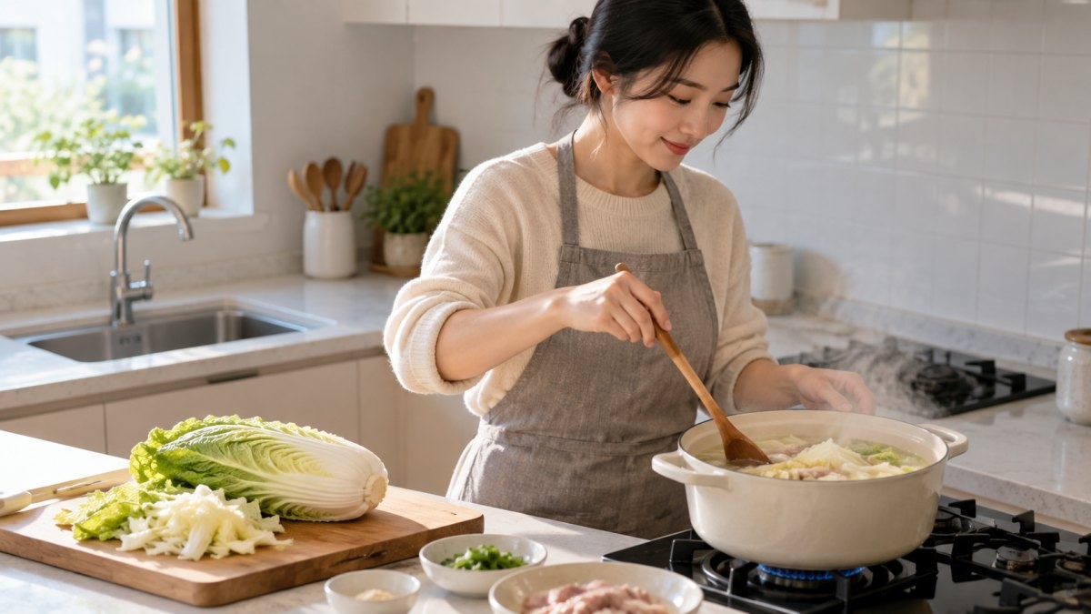 배추로 요리하는 사람. 기사 이해를 돕기 위해 AI툴로 생성한 자료사진.