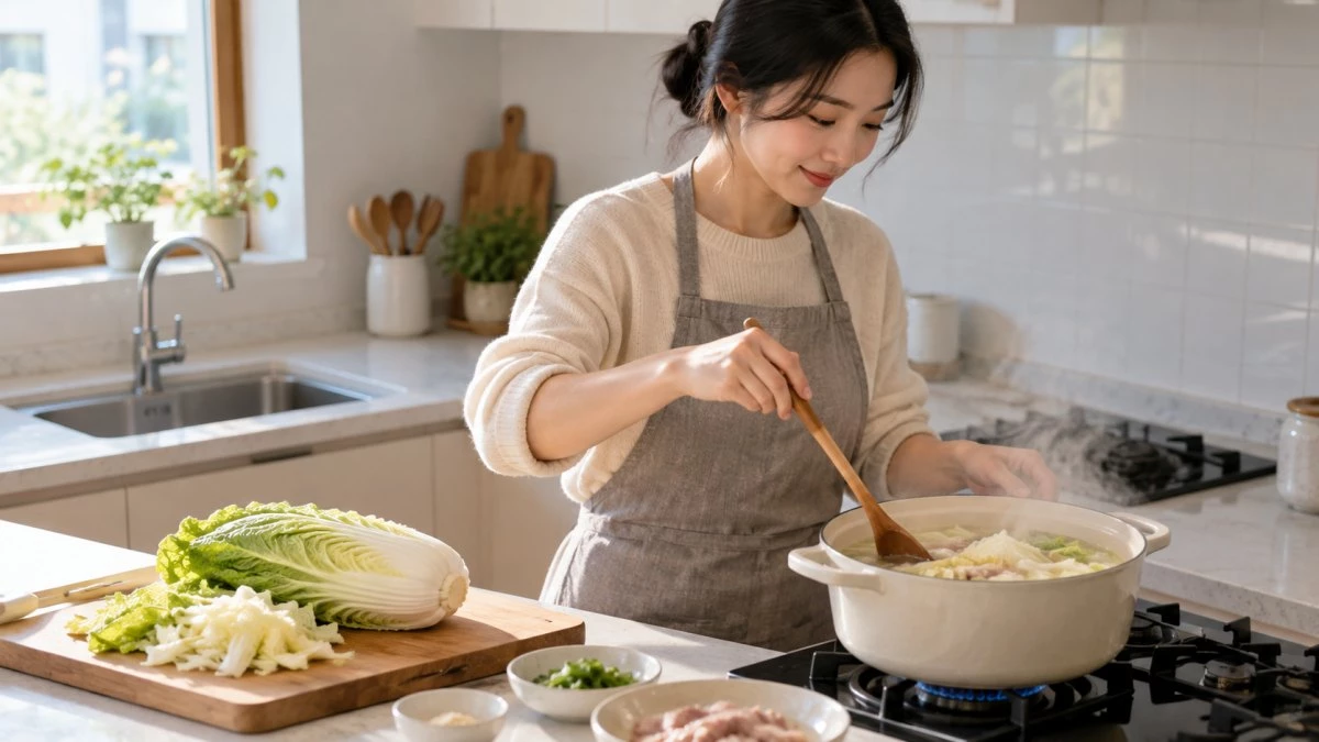 배추로 요리하는 사람. 기사 이해를 돕기 위해 AI툴로 생성한 자료사진.