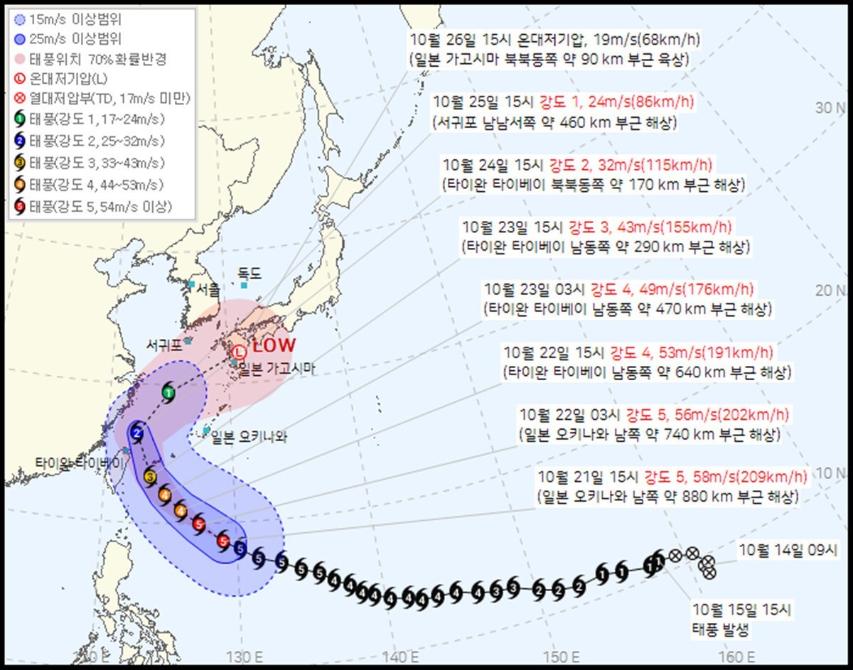 제30호 태풍 참피(CHAMPI) 예상 이동 경로 / 기상청