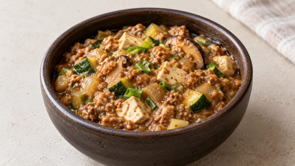 국물과 건더기를 함께 떠먹는 된장찌개와 달리, 강된장은 채소와 두부를 넣고 국물이 자작하게 졸여 밥에 비비거나 쌈 채소에 곁들여 먹는다. / 기사 이해를 돕기 위해 AI로 제작한 자료 이미지로, 실제 모습과 다소 차이가 있을 수 있습니다.