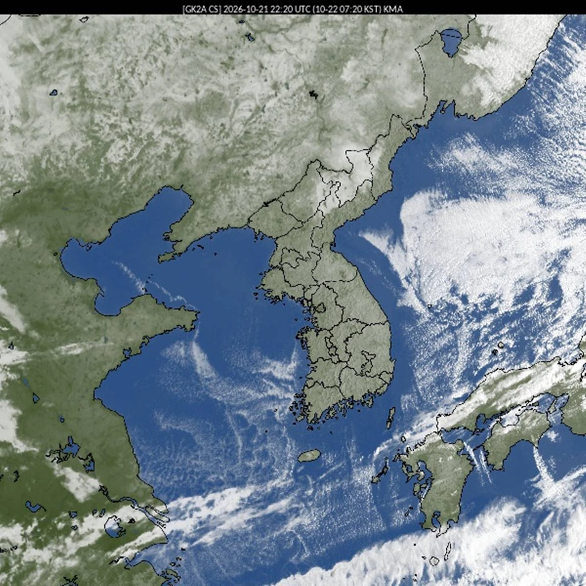 2026년 10월 22일 오전 7시 20분경 천리안위성 2A호 사진 / 기상청
