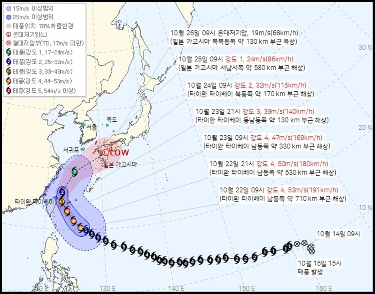 제 30호 태풍 참피(CHAMPI) 2026년 10월 22일 10시 00분 발표 / 기상청