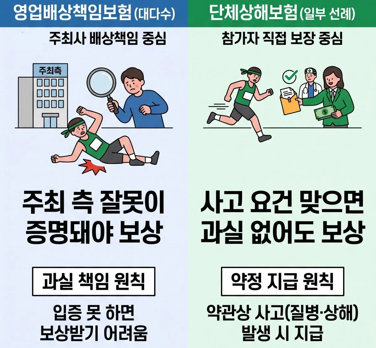 영업배상책임보험과 단체상해보험의 보상 기준 차이. 기사의 이해를 돕기 위한 AI 생성 이미지