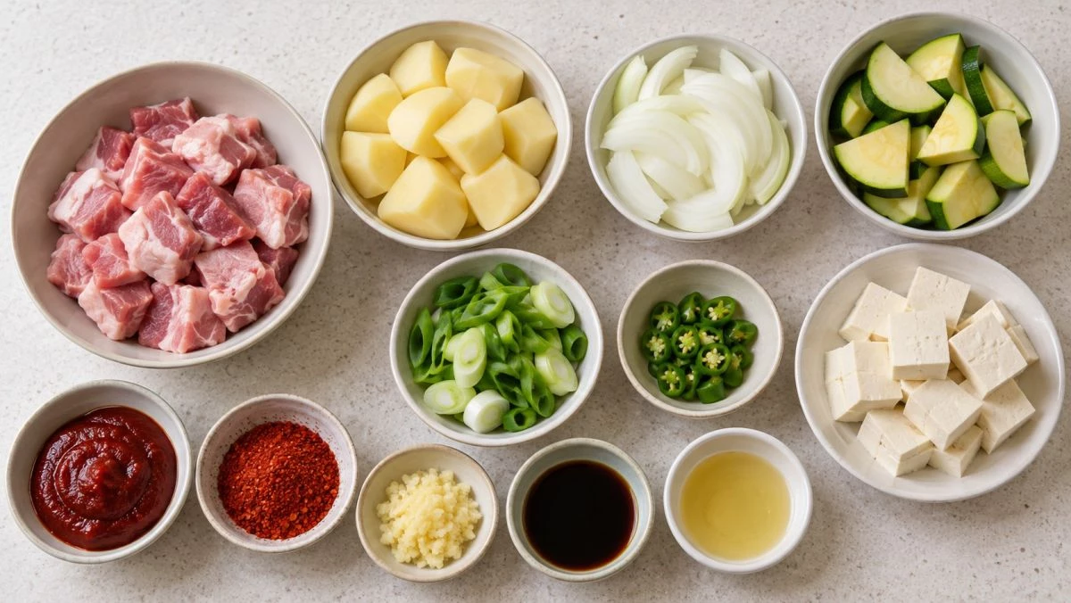 고추장찌개 재료. / 기사 이해를 돕기 위해 AI로 제작한 자료 이미지로, 실제 모습과 다소 차이가 있을 수 있습니다.