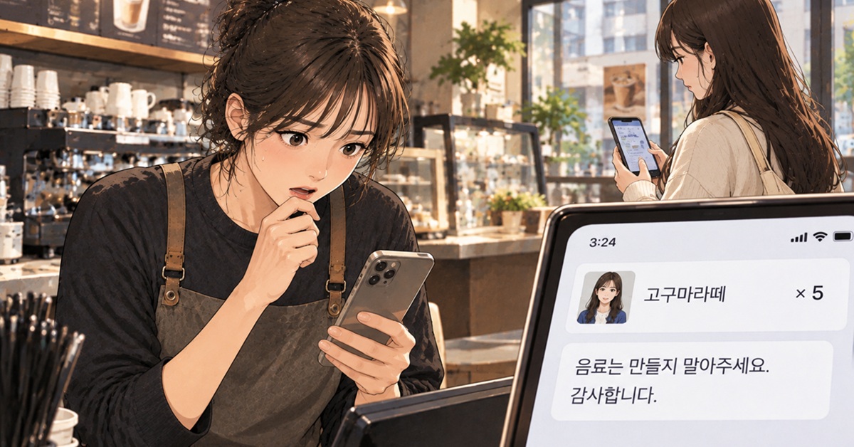 고구마라테 5잔 결제 후 “음료 절대 만들지 마라” 요청한 손님... 영수증에 적힌 놀라운 이유