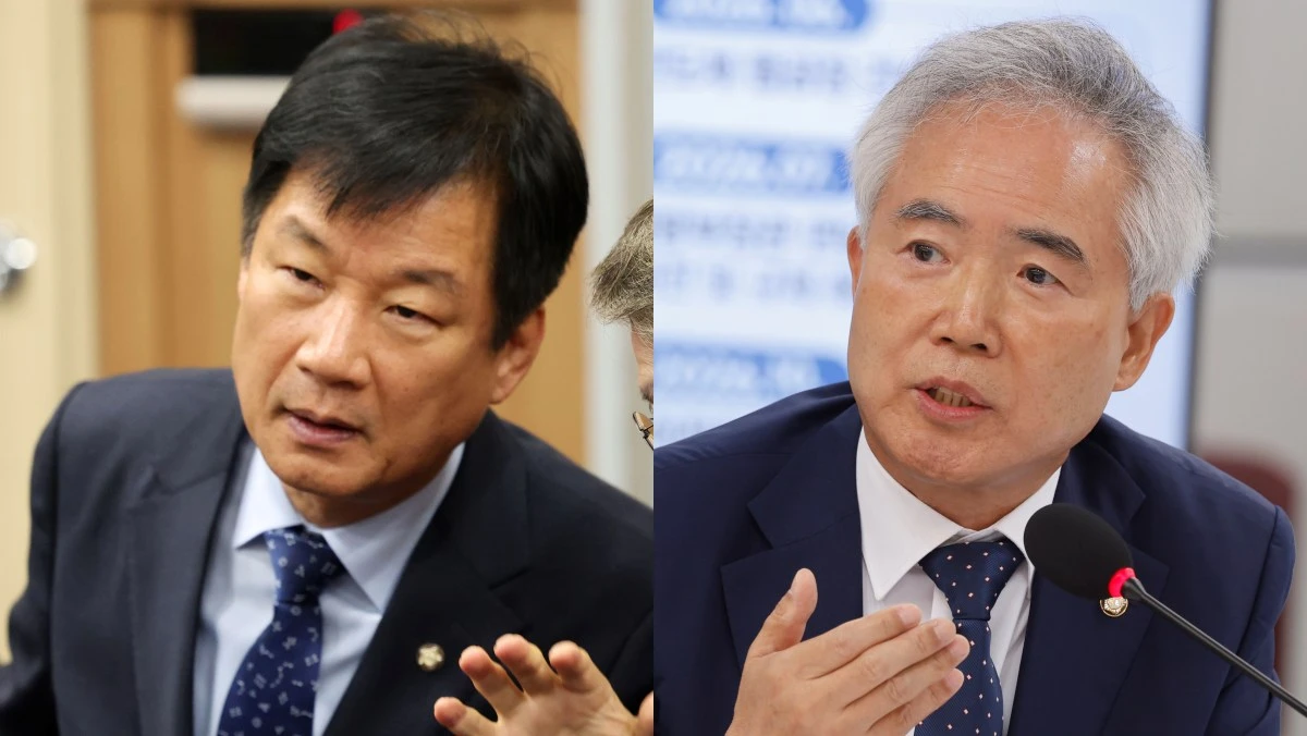 차기 법무부 장관 후보로 압축된 더불어민주당 박균택 의원(왼쪽)과 양부남 의원. / 뉴스1