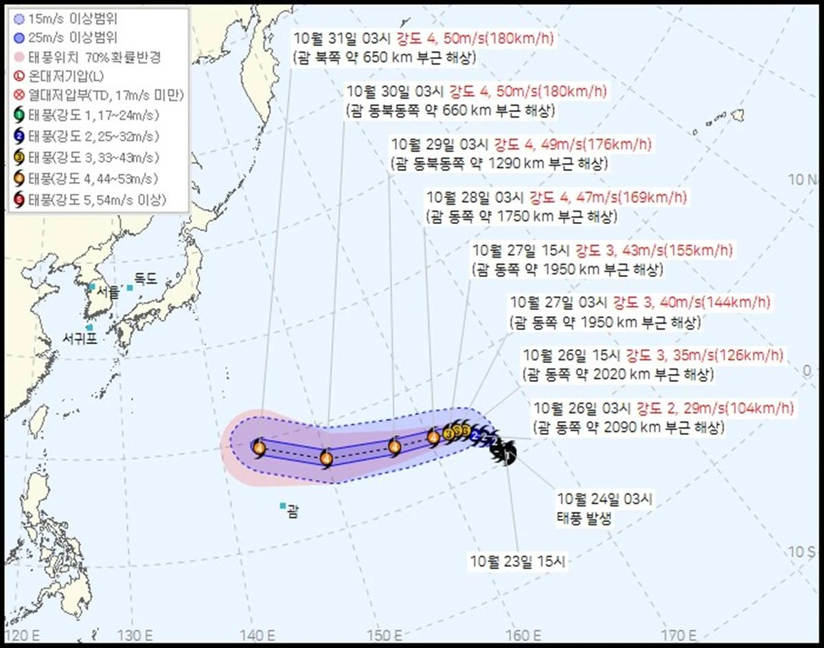 제 31호 태풍 인파(IN-FA) 2026년 10월 26일 04시 00분 발표 / 기상청