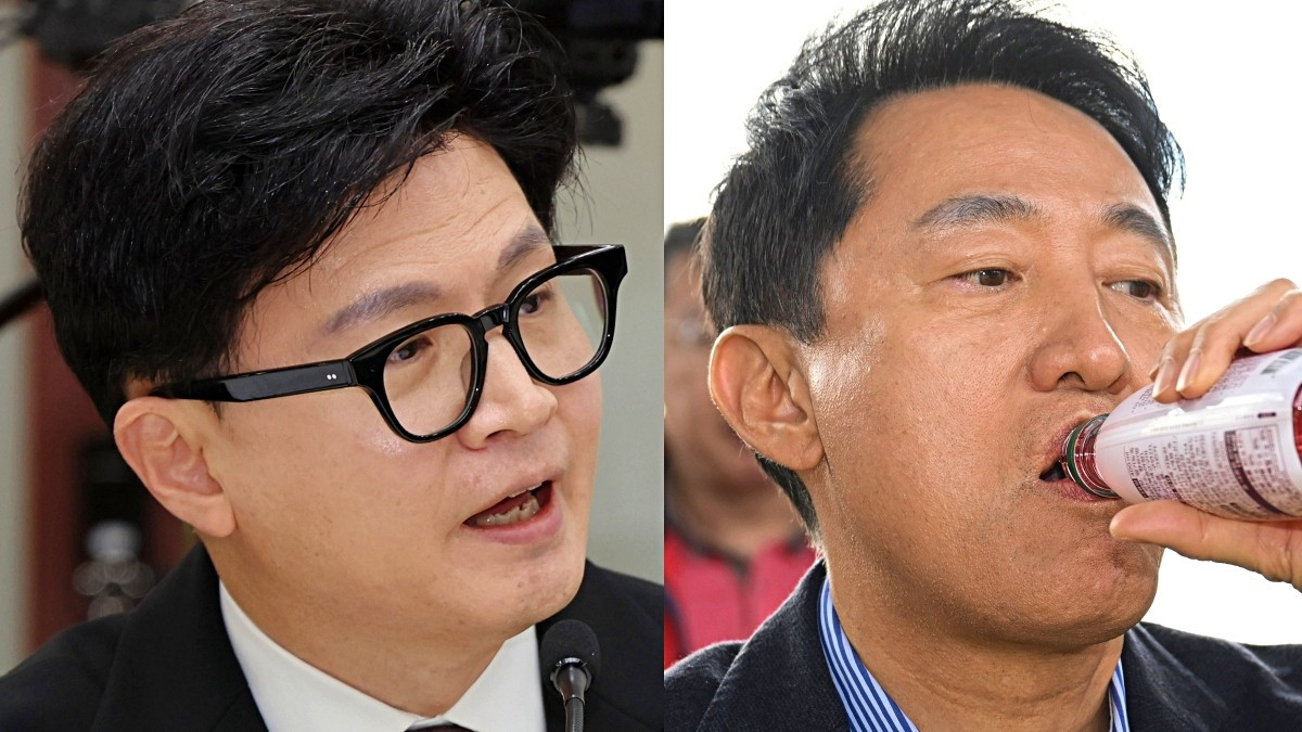 (왼쪽)한동훈 무소속 국회의원. (오른쪽)지난 25일 오후 서울 서초구 잠수교에서 열린 '잠수교 치킨데이'에서 오세훈 서울시장이 음료를 마시고 있는 모습. / 뉴스1, 공동취재-뉴스1