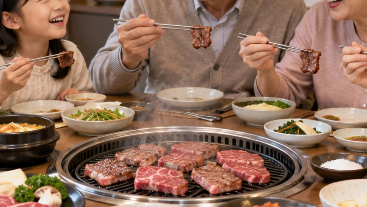 한우 먹는 가족들. 기사 이해를 돕기 위해 AI툴로 생성한 자료사진.