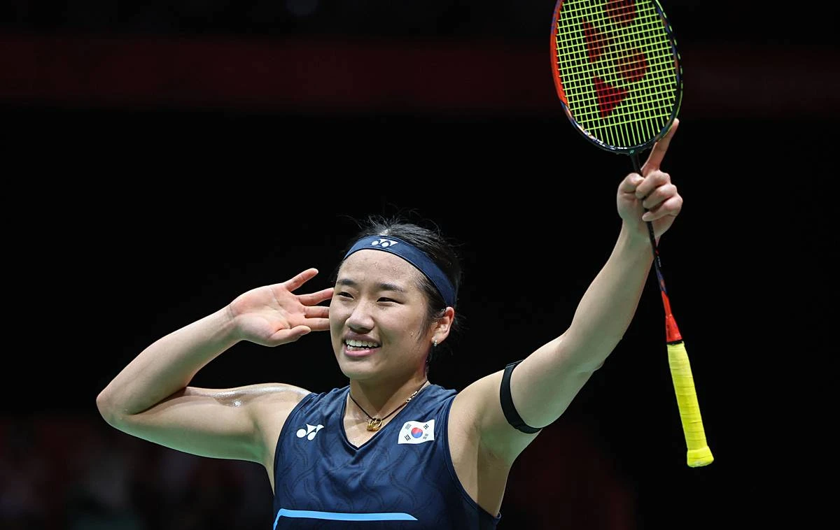 대한민국 안세영이 지난달 29일 일본 이치노미야 시립체육관에서 열린 2026 아이치·나고야 아시안게임 배드민턴 여자 단식 결승전에서 일본의 야마구치 아카네를 꺾고 기뻐하고 있다 / 뉴스1
