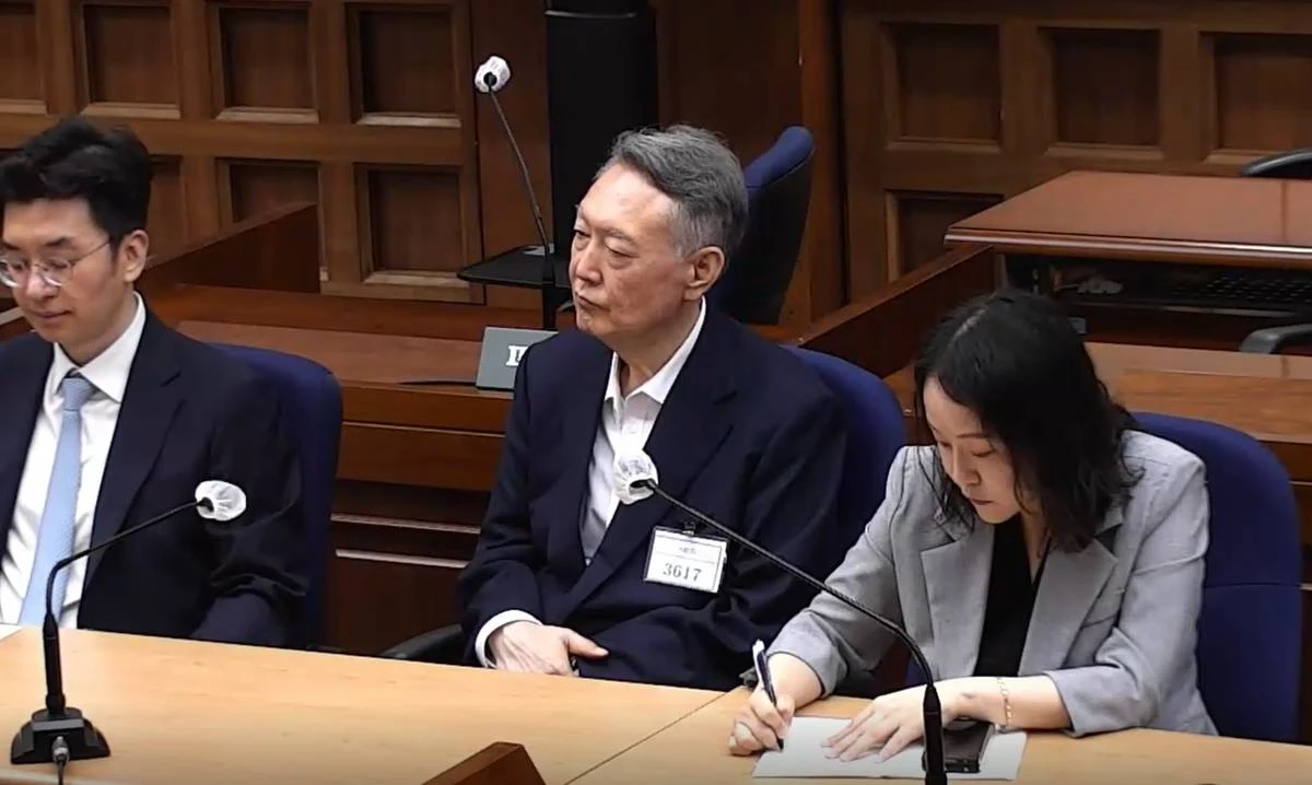 지난 7월 27일 서울 서초구 서울중앙지방법원에서 윤석열 전 대통령의 공직선거법 위반 혐의 1심 선고가 진행되고 있다. 이날 법원은 윤석열에게 징역 1년 6개월에 집행유예 3년을 선고했다 / 서울중앙지방법원 제공, 뉴스1