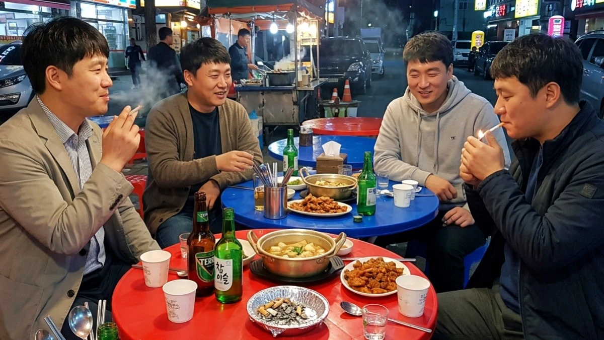 음주, 흡연을 즐기는 남성들. 기사 내용 토대로 AI툴 활용해 제작한 자료사진.