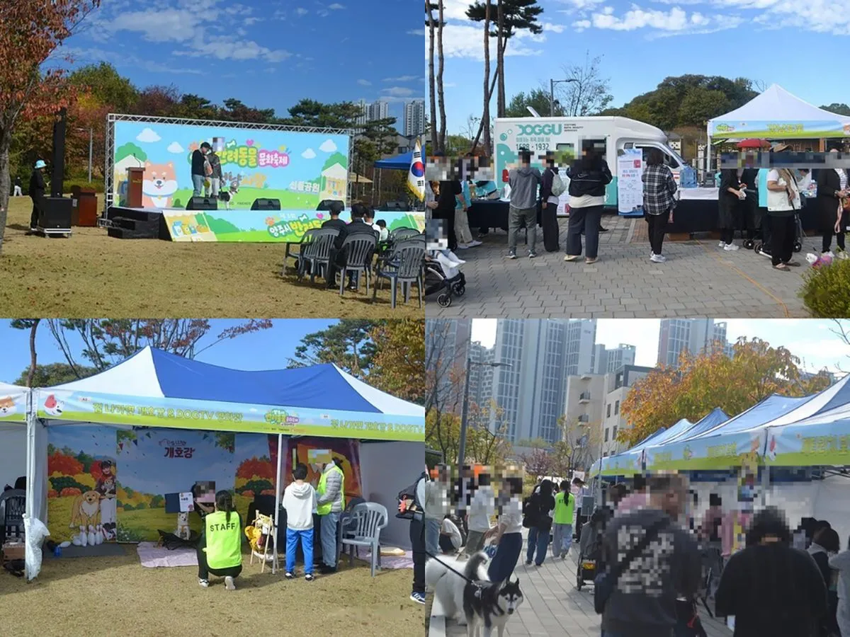 25일 경기 양주시 옥정동 선돌근린공원에서 열린 ‘제3회 양주시 반려동물 문화축제 By 멍냥시장’에서 방문형 반려동물 목욕·미용 서비스 ‘강남도꾸’가 홍보 부스를 운영하고 있다. 강남도꾸는 목욕·미용 설비를 갖춘 차량이 고객이 있는 곳으로 찾아가는 방식으로 서비스를 제공한다. / 강남도꾸 제공
