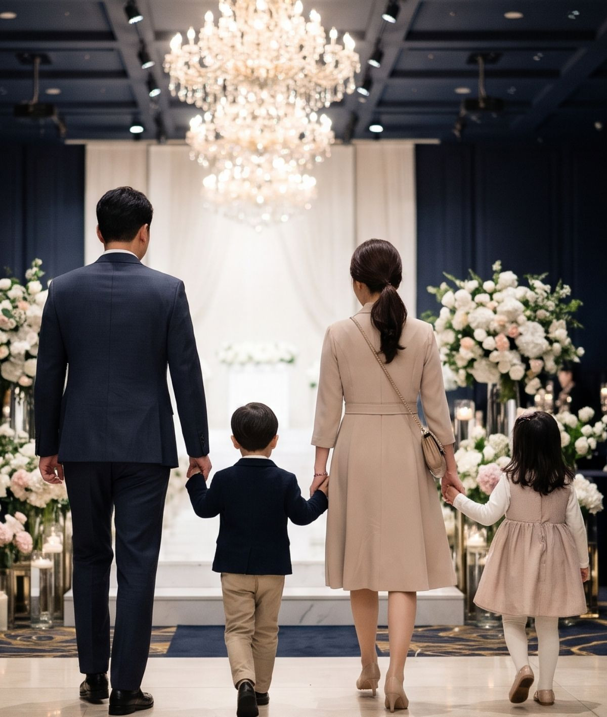 결혼식장에 등장한 네 식구. 기사 내용 토대로 AI툴 활용해 제작한 자료사진.