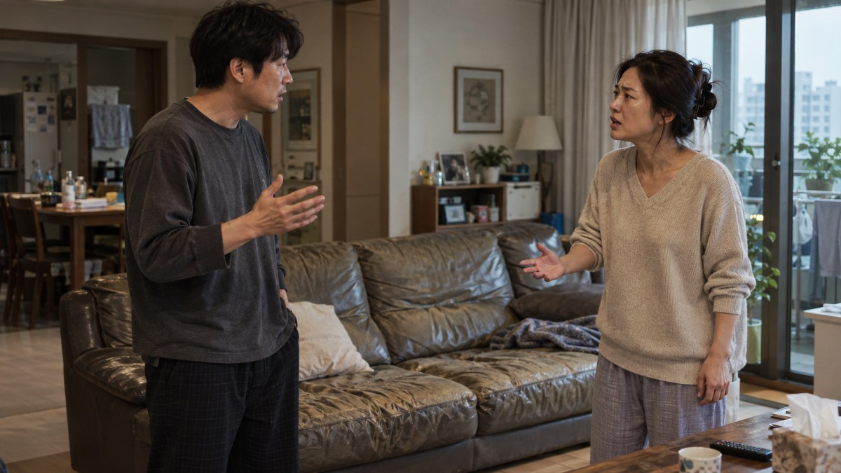 A 씨는 '입던 비키니에 낡은 소파까지 주다니, 우리 집이 무슨 헌 옷 수거함이냐, 재활용 쓰레기통이냐'며 분통을 터뜨렸다. 하지만 남편은 가족이 좋은 마음으로 준 선물에 품질까지 기대해서는 안 된다는 태도를 보였다. 기존 소파와 새로 받은 소파를 각자 사용하면 되지 않느냐는 반응까지 내놨다. / 기사 이해를 돕기 위해 AI로 제작한 자료 이미지.
