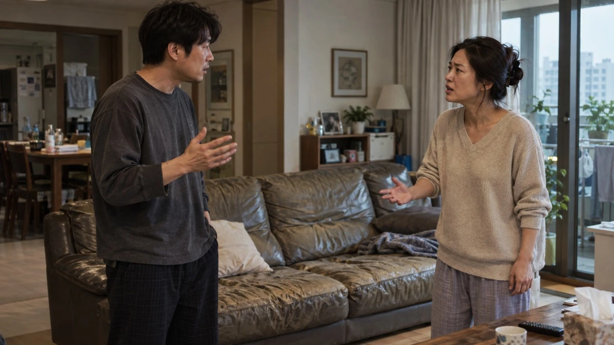 A 씨는 '입던 비키니에 낡은 소파까지 주다니, 우리 집이 무슨 헌 옷 수거함이냐, 재활용 쓰레기통이냐'며 분통을 터뜨렸다. 하지만 남편은 가족이 좋은 마음으로 준 선물에 품질까지 기대해서는 안 된다는 태도를 보였다. 기존 소파와 새로 받은 소파를 각자 사용하면 되지 않느냐는 반응까지 내놨다. / 기사 이해를 돕기 위해 AI로 제작한 자료 이미지.