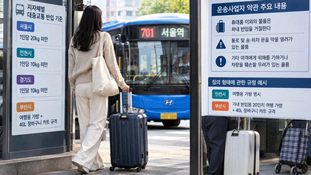 캐리어를 든 여성이 버스를 기다리고 있다 / AI 생성 이미지