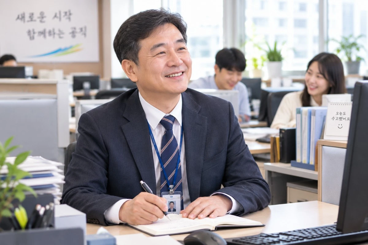 50세에 9급 공무원이 된 남성의 출근기가 온라인 커뮤니티에 올라와 화제를 모으고 있다. 글에 대한 이해를 돕기 위해 AI 툴로 만든 사진.
